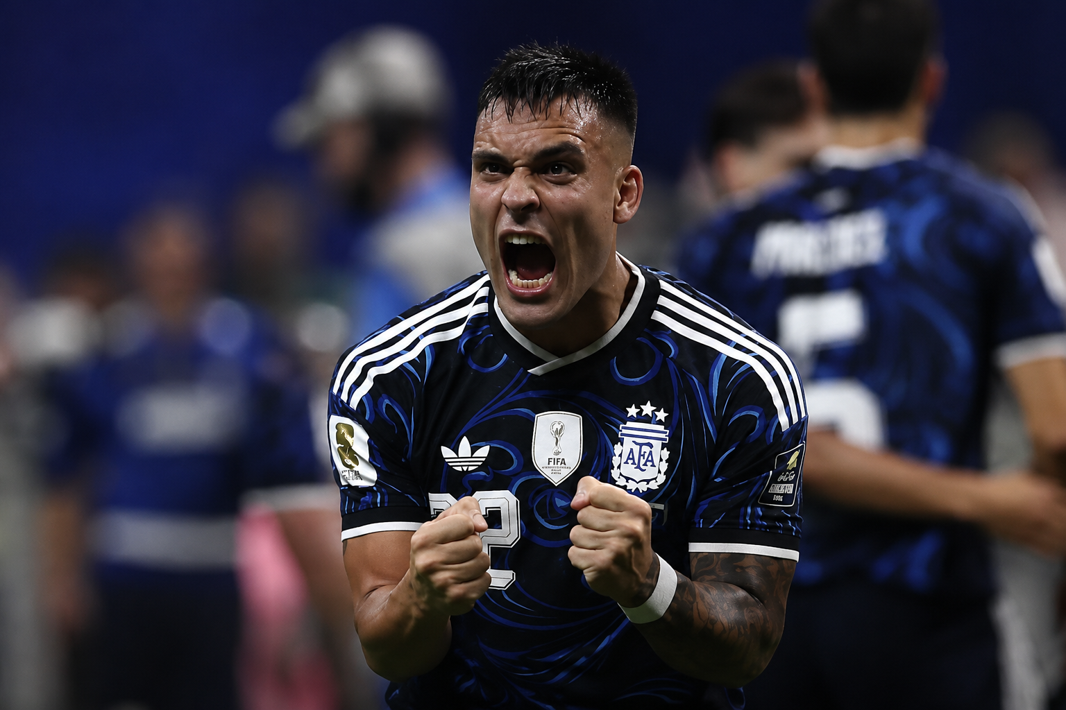 Jugador argentino celebrando con intensidad durante el Mundial 2026
